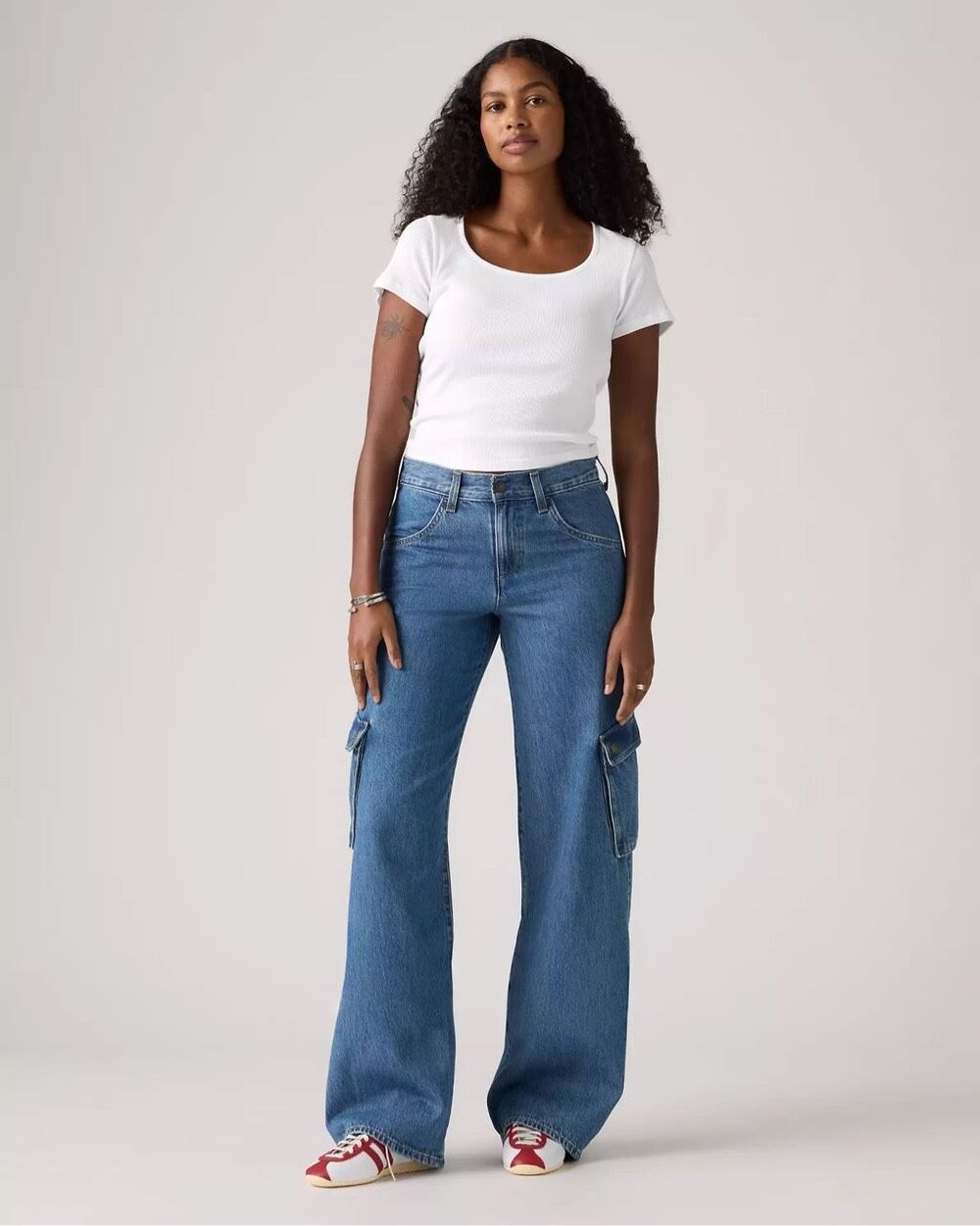 Levi’s Superlow Cotton Loose Cargo Lightweight Jeans All Over Blue 29x32 - Picture 3 of 7